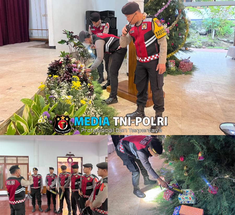 Pastikan Aman, Polres Batu Lakukan Sterilisasi Gereja Jelang Natal 2024