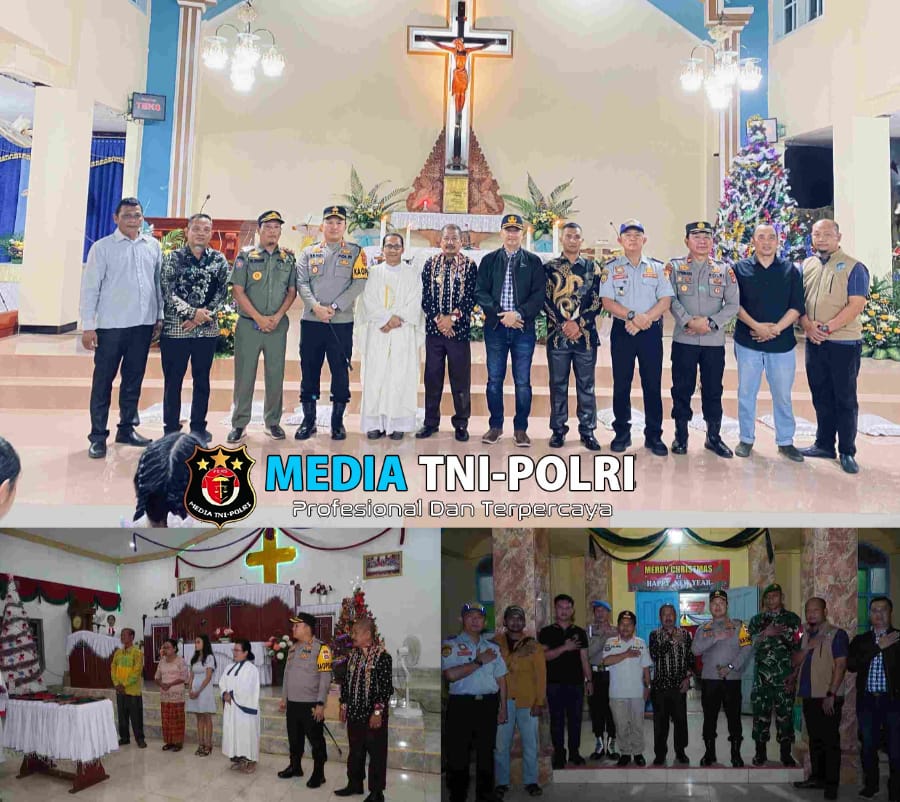 Kapolres Tulang Bawang Barat Bersama Forkopimda Monitoring Misa Natal di Sejumlah Gereja