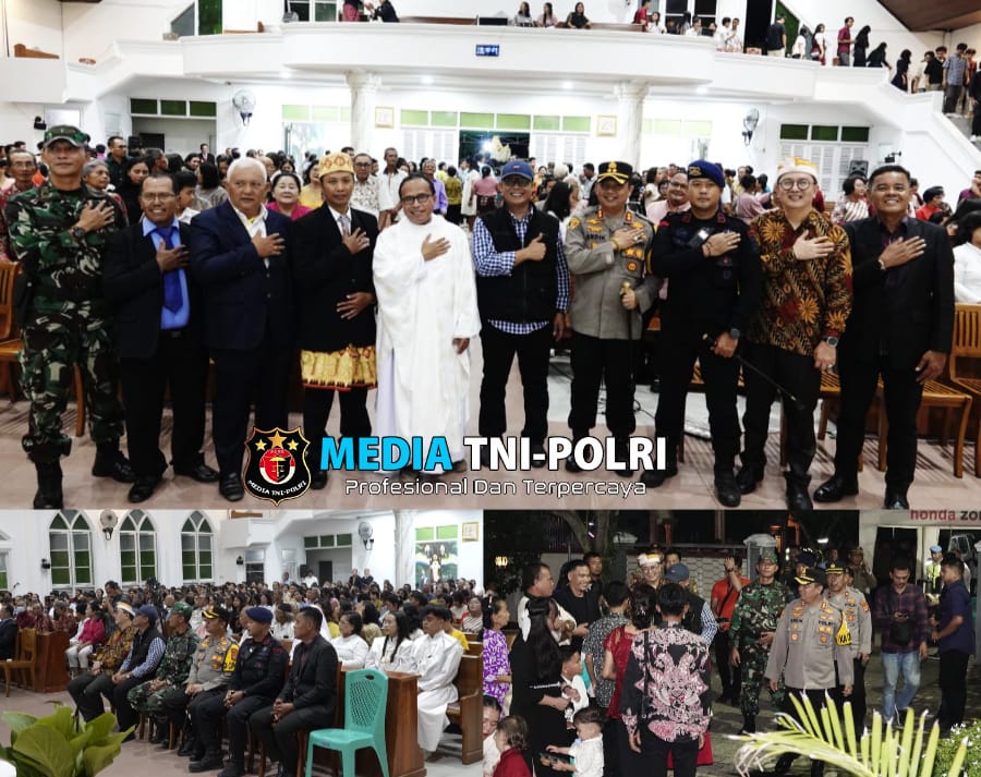 Misa Malam Natal, Kapolres Lampung Tengah Bersama Forkopimda Meninjau Langsung Pengamanan Gereja