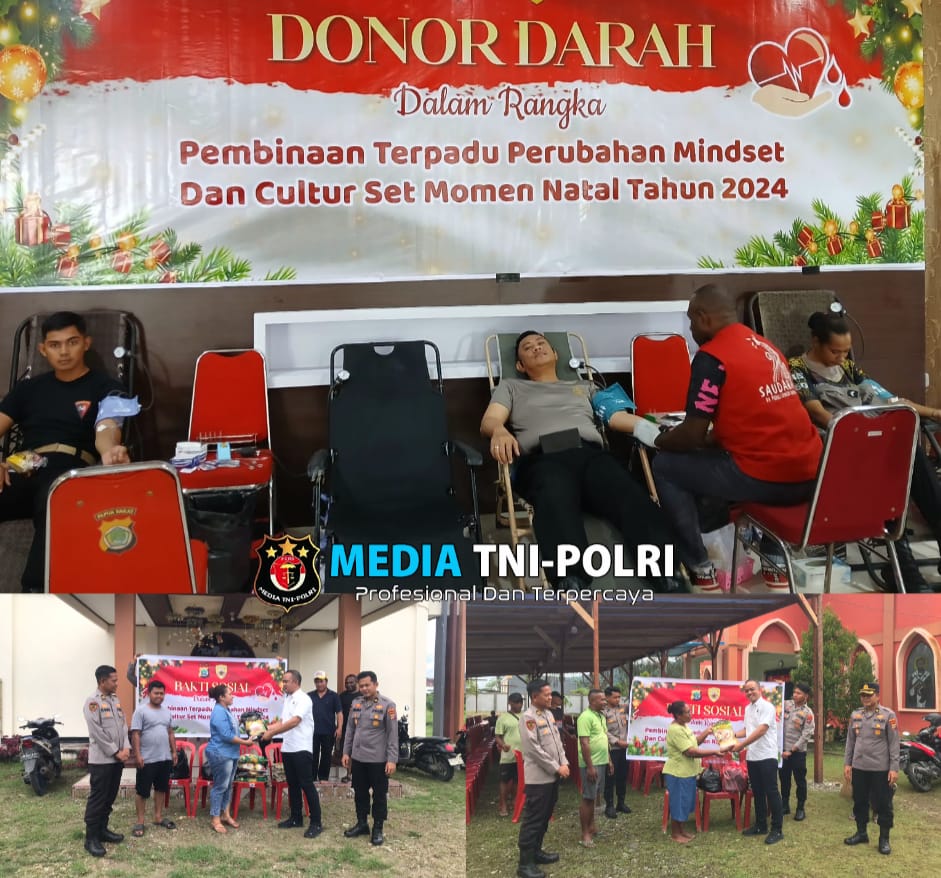 Polda Papua Barat Gelar Donor Darah dan Berikan Bansos Jelang Natal 2024