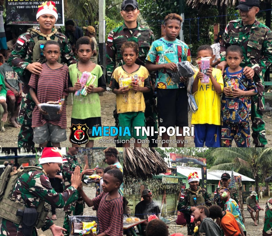 Kecerian bersama Masyarakat dalam Suasana Natal, Satgas Yonif 131/BRS Adakan Perlombaan Kepada Anak-Anak di Distrik Mannem