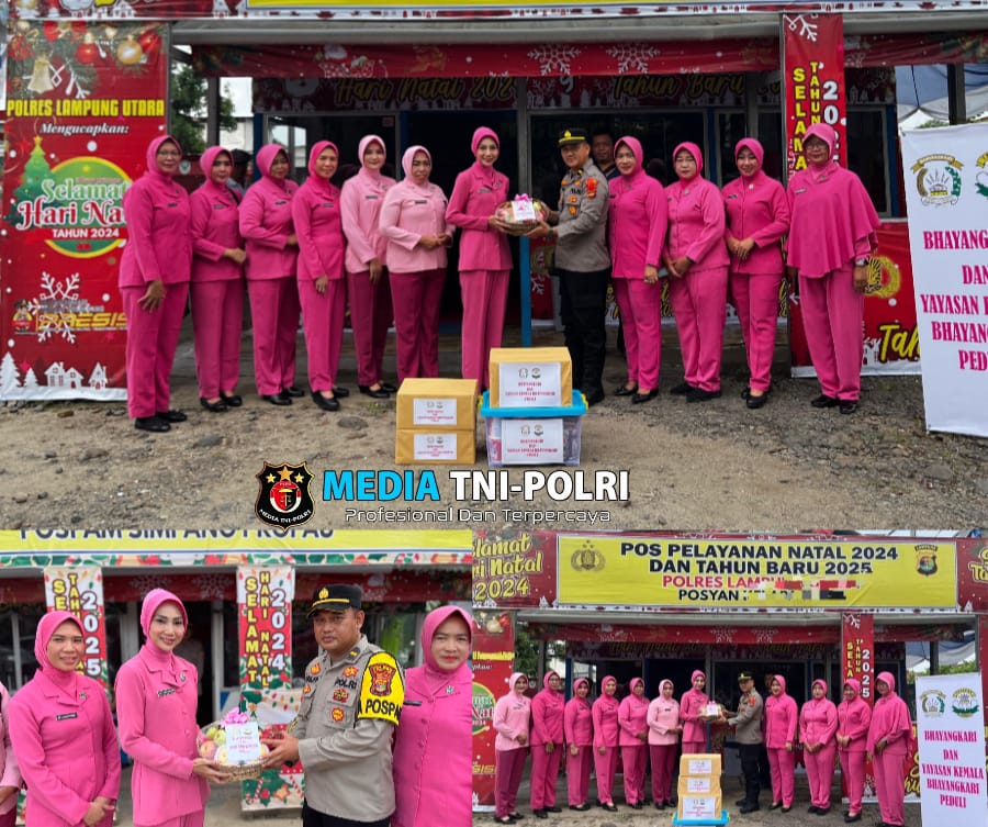 Bentuk Peduli, Ketua Bhayangkari Cabang Lampung Utara Berikan Bingkisan Kepada Petugas Pos Pam dan Pos Yan