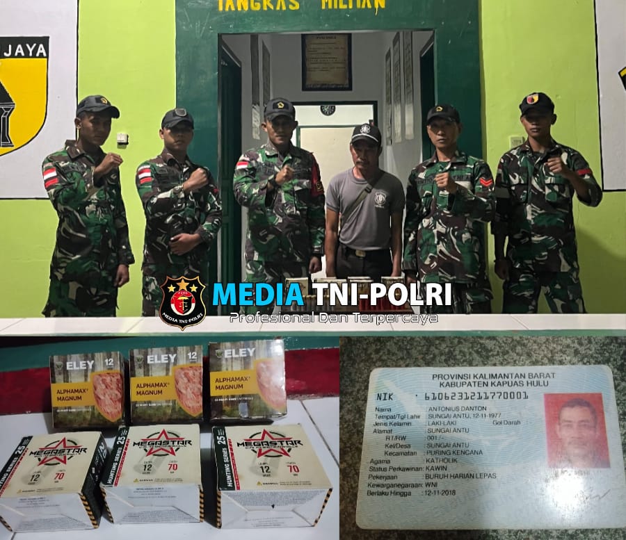 Satgas Pamtas RI-Malaysia Yonzipur 5/ABW berhasil gagalkan Penyelundupan Amunisi Tabur Kaliber 12, 70 mm