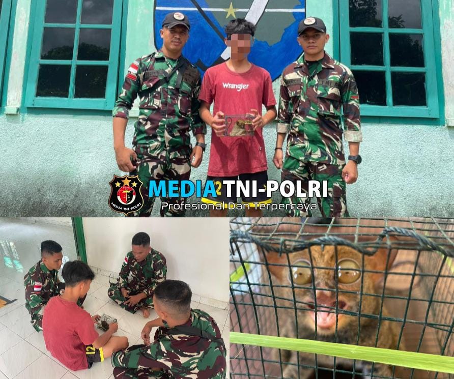 Satgas Pamtas Yonkav 12/BC Terima Penyerahan Hewan di Lindungi