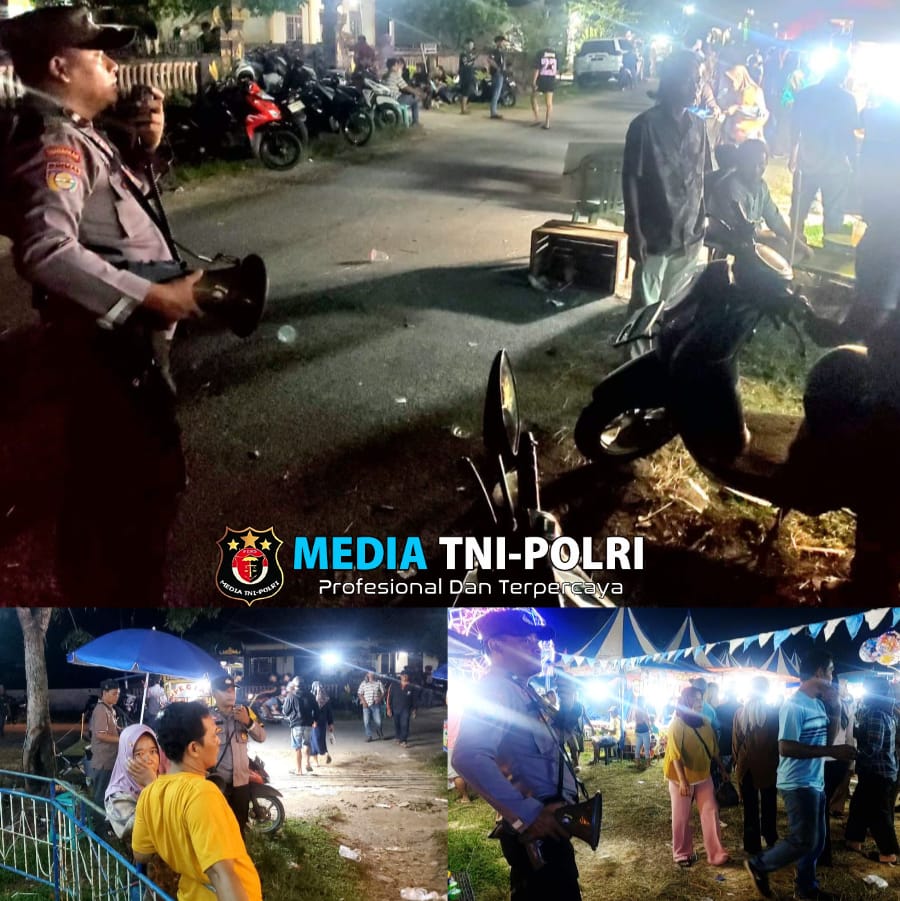 Ciptakan Rasa Aman, Polsek Seputih Raman Patroli Dialogis ke Pasar Malam Sampaikan Pesan Kamtibmas