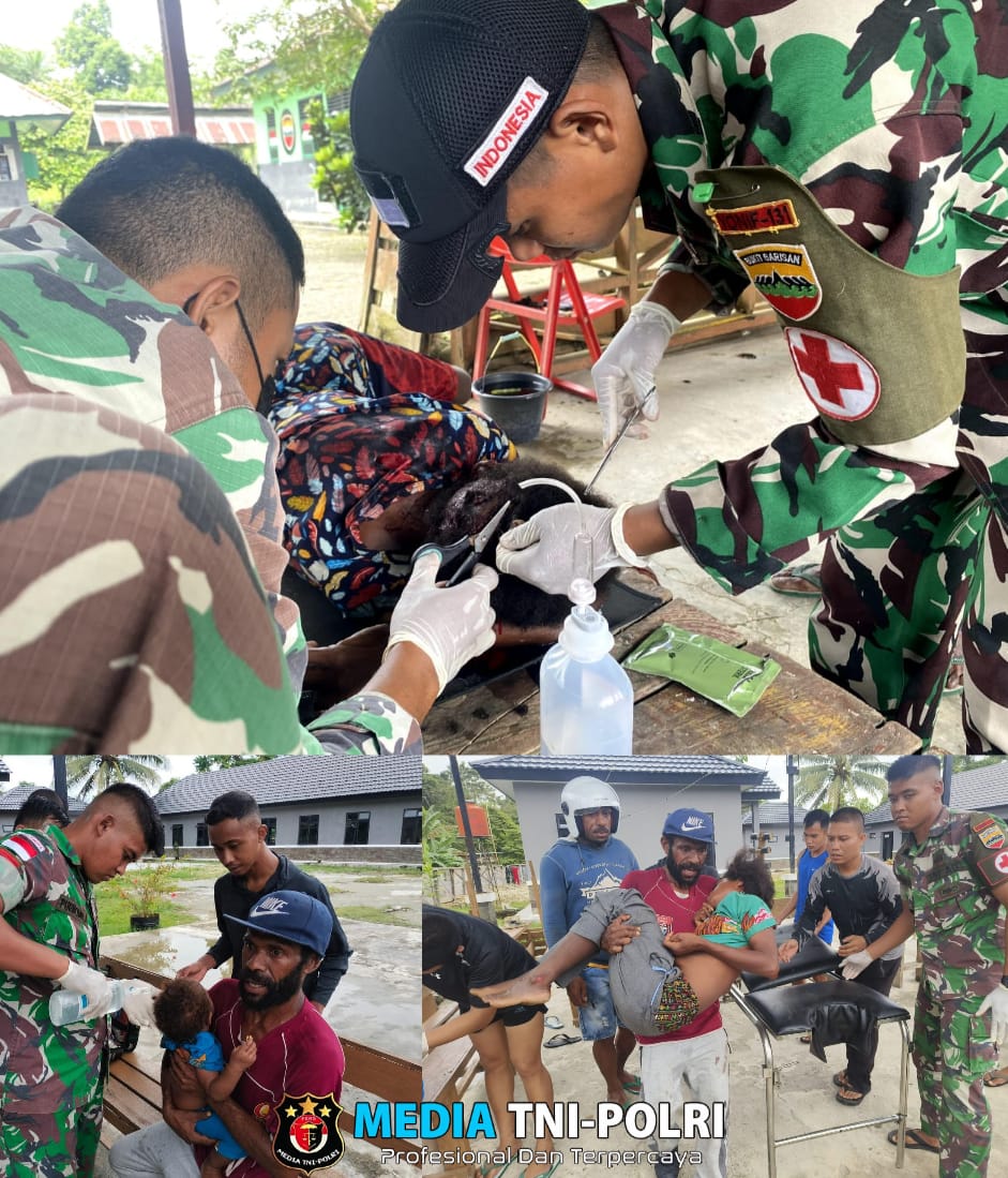 Gerak Cepat, Satgas Yonif 131/BRS Tolong Korban Kecelakaan di Perbatasan Papua