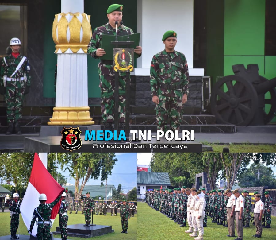 Korem 132/Tdl Gelar Upacara Bendera Mingguan, Tumbuhkan Jiwa Patriotisme dan Kedisiplinan Prajurit