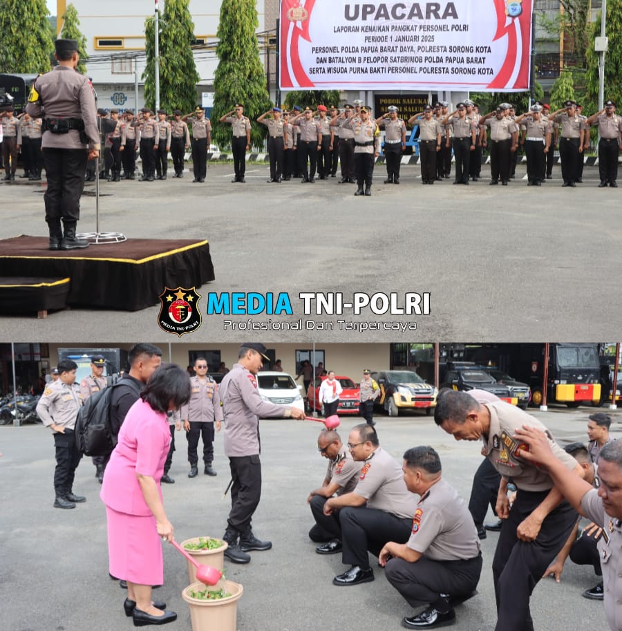 Kapolda Papua Barat Daya Pimpin Upacara Kenaikan Pangkat 62 Personil Polresta Sorong Kota