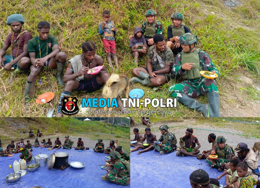 Prajurit Buaya Putih Kostrad ajak Makan Siang bersama Masyarakat