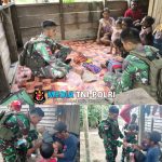Jalin Keakraban Dengan Masyarakat, Personil Satgas Pamtas RI-PNG Yonif 131/BRS Laksanakan Anjangsana Ke Masyarakat Kampung Wambes