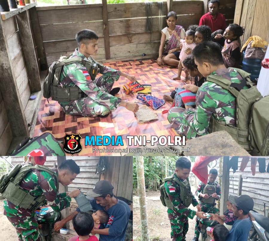 Jalin Keakraban Dengan Masyarakat, Personil Satgas Pamtas RI-PNG Yonif 131/BRS Laksanakan Anjangsana Ke Masyarakat Kampung Wambes