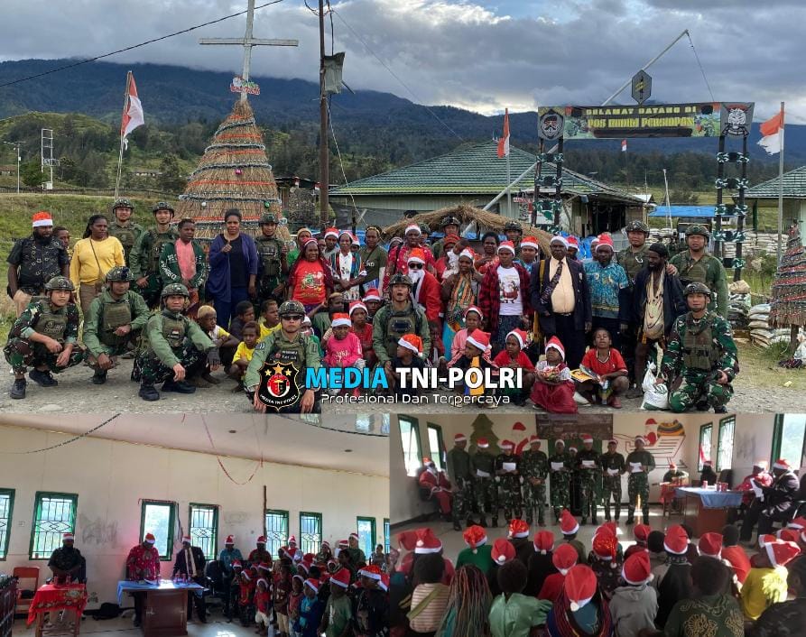Prajurit Buaya Putih Kostrad Ibadah Natal Bersama Masyarakat Kampung Wako