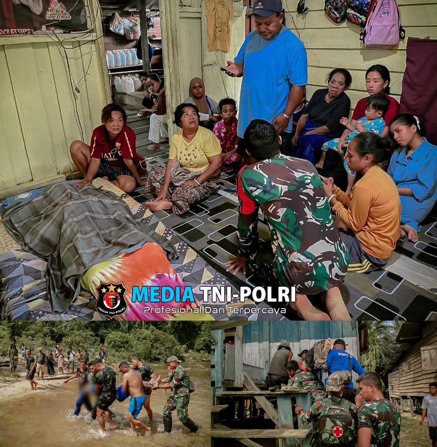 Satgas Pamtas Yonarmed 11 Kostrad Evakuasi Korban Tenggelam di Sungai Tonhab