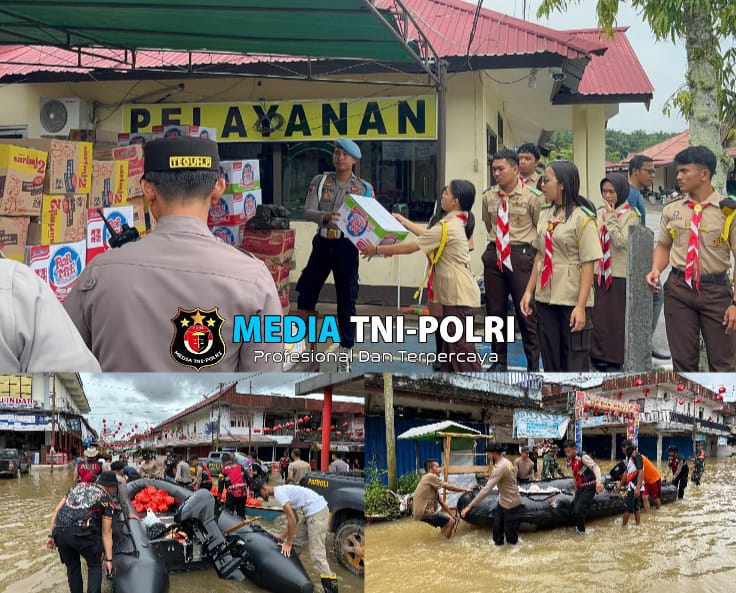 Peduli Korban Banjir, Polres Landak Salurkan Bantuan Paket Sembako