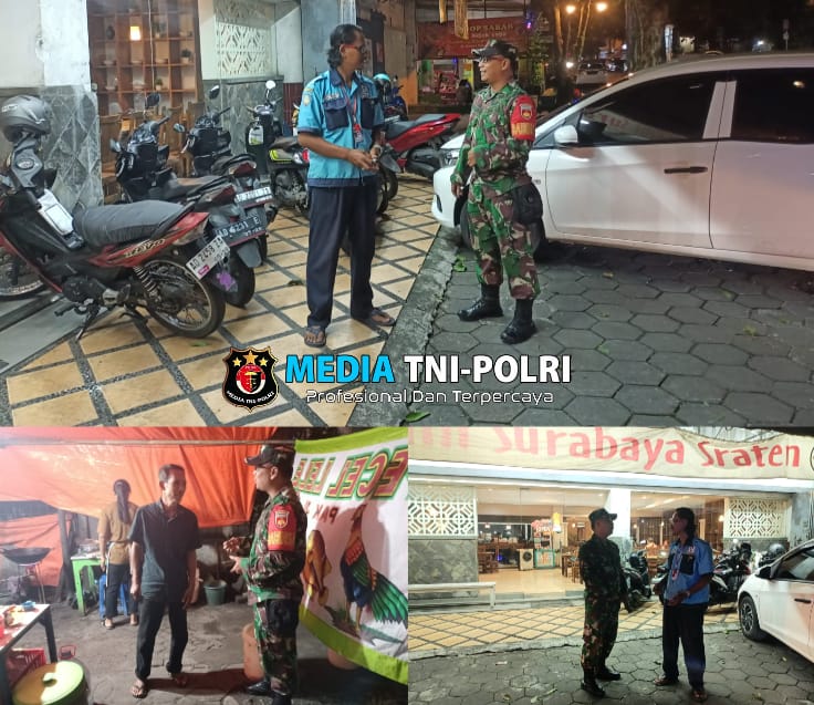 Jaga Stabilitas Keamanan Lingkungan, Piket Koramil 03/Serengan Patroli Malam