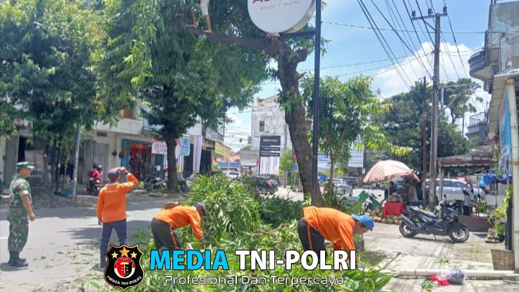 Babinsa Kratonan Bantu Jaga Kelancaran Arus Lalu Lintas Saat Pemangkasan Pohon