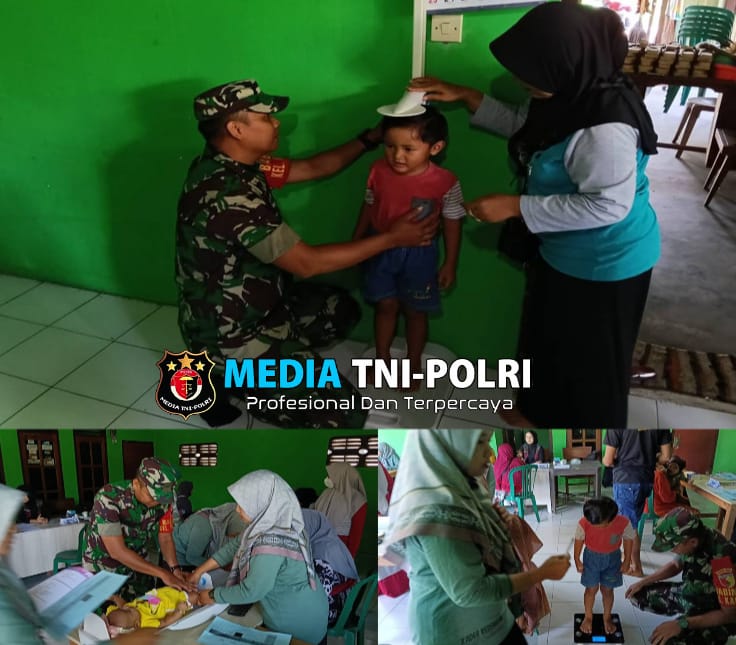 Babinsa Kauman, Cegah Stunting Dampingi Posyandu di Srengat