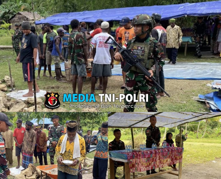 Satgas Yonif 762/VYS Hadiri Acara Peletakan Batu Pertama Pembangunan Masjid Al-Wahid