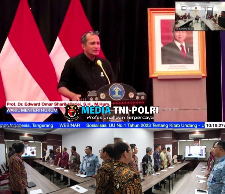 Kantor Wilayah Kemenkum Aceh Ikuti Webinar Sosialisasi Undang-Undang Nomor 1 Tahun 2023 Tentang KUHP