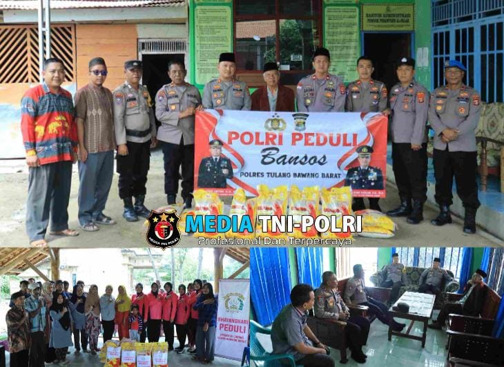 Kapolres Tulang Bawang Barat dan Ketua Bhayangkari Berikan Bantuan Sosial ke Masyarakat Kurang Mampu