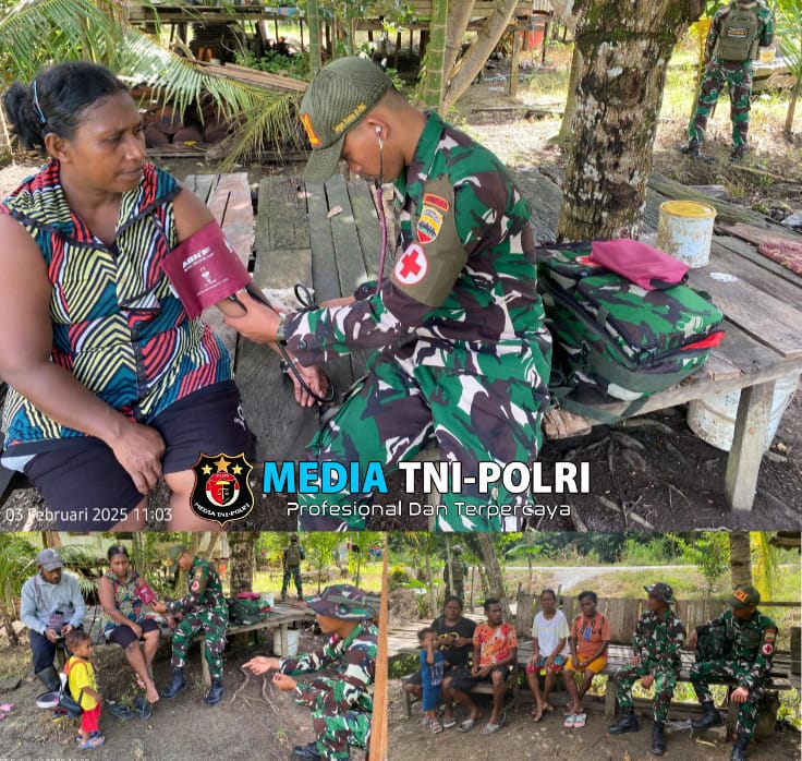 Satgas Yonif 131/BRS Berikan Pelayanan Kesehatan Kepada Masyarakat Perbatasan Papua