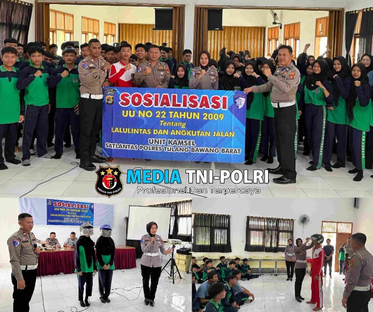 Satlantas Polres Tulang Bawang Barat Sosialisasi UU No 22 Tahun 2009 di SMAN 2 Tulang Bawang Tengah