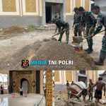 Melalui Gotong-Royong, Masyarakat dan Satgas Pamtas RI-Malaysia Yonzipur 5/ABW Wujudkan Masjid yang Bersih dan Nyaman