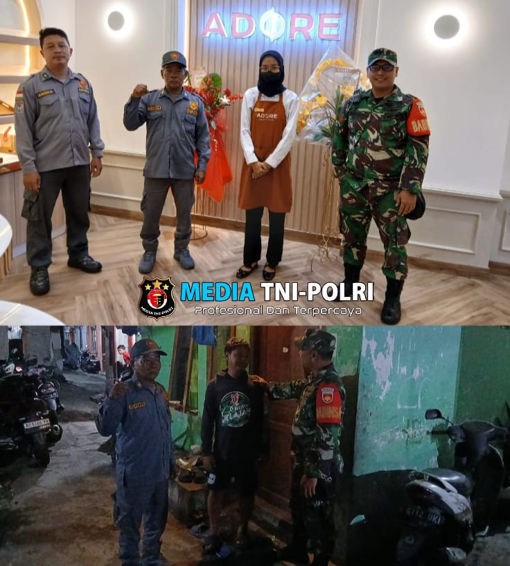 Tingkatkan Rasa Aman dan Nyaman, Piket Koramil 03/Serengan bersama Linmas Patroli Wilayah