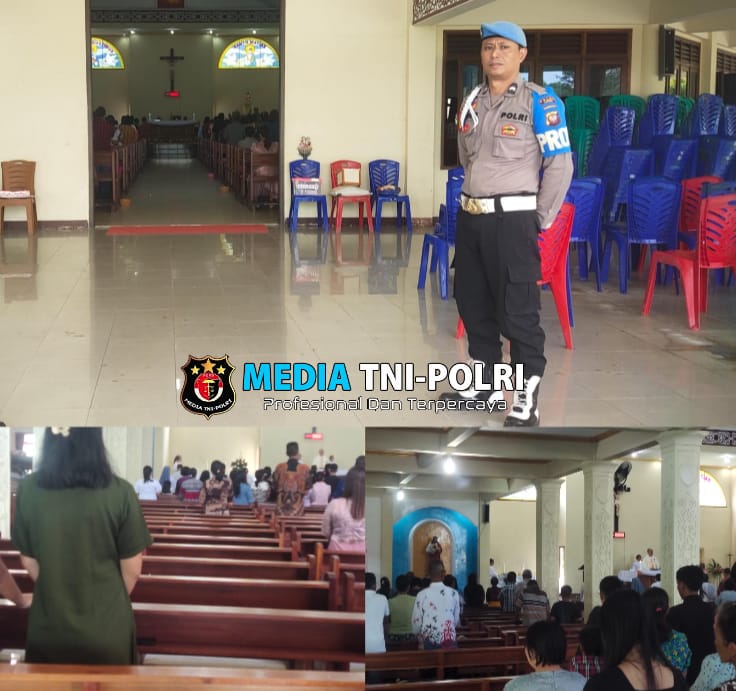 Kanit Propam Polsek Menyuke Berikan Pengamanan Ibadah Misa
