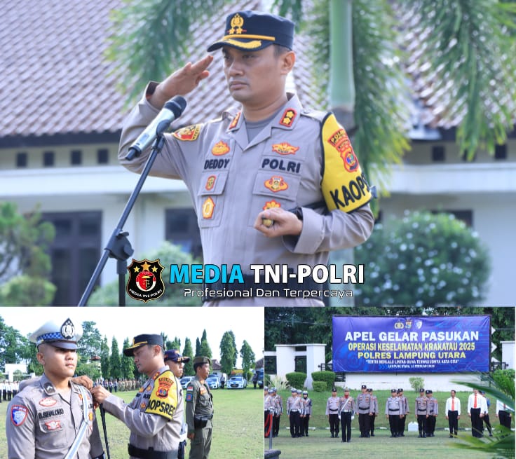 Kapolres Lampung Utara Pimpim Apel Gelar Pasukan Operasi Keselamatan Krakatau 2025
