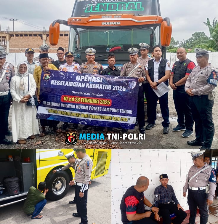 Pool Bus Jadi Sasaran Ops Keselamatan Krakatau 2025 Polres Lampung Tengah, Berikut Tujuannya!