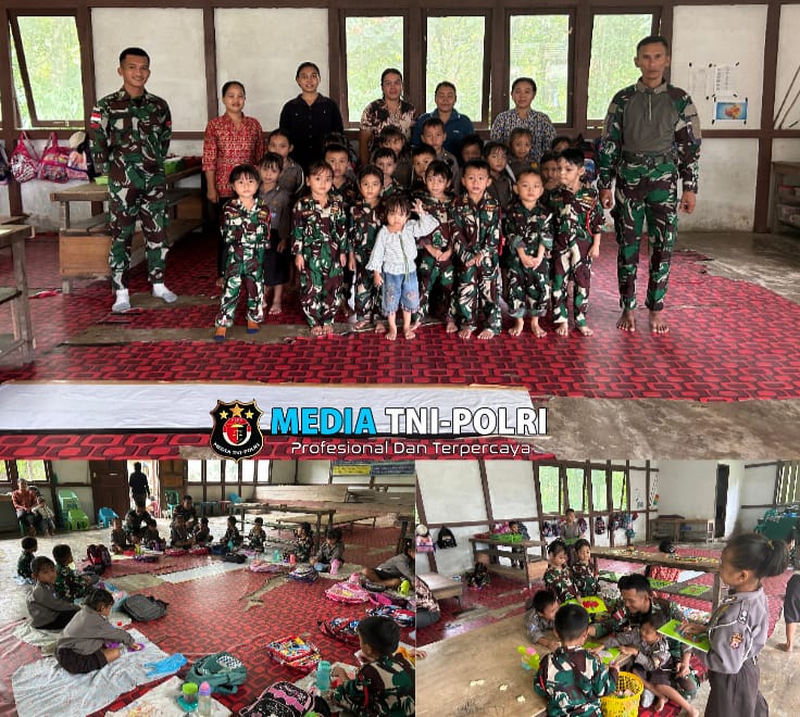 Tanamkan Cinta Tanah Air, Satgas Yonzipur 5/ABW Gelar Giat Wawasan Kebangsaan Ceria untuk Anak Usia Dini