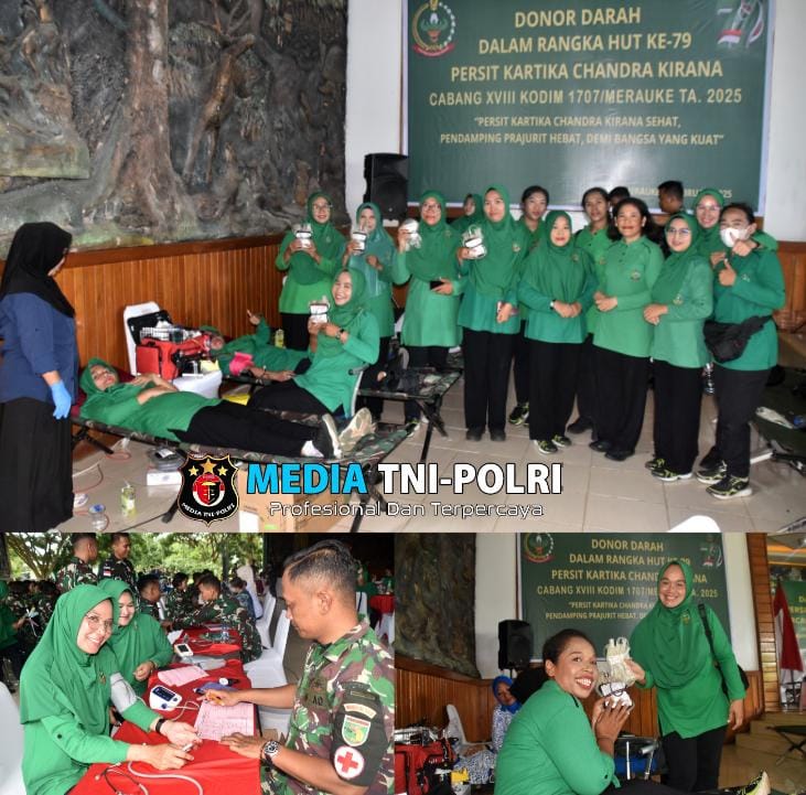 Sambut HUT ke-79 Persit KCK, Prajurit dan Persit Kodim Merauke Laksanakan Donor Darah
