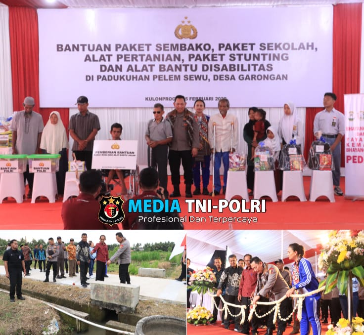 Kapolri Resmikan Pengerasan Jalan dan Saluran Irigasi serta Serahkan Bantuan Sosial di Desa Garongan