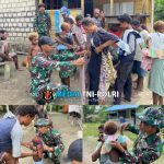 Wujud Kepedulian Antar Sesama, Satgas Yonif 131/BRS Berbagi Kebahagiaan dengan Membagikan Pakaian Gratis Untuk Masyarakat Papua
