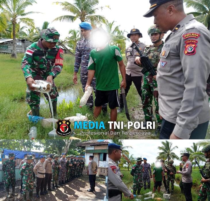 Personel Gabungan TNI/POLRI di Wanam Gelar Operasi Pekat Miras Lokal