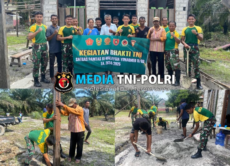 Sinergitas di Perbatasan, Satgas Pamtas Yonarmed 11 Kostrad Bangun Gereja Bersama Masyarakat