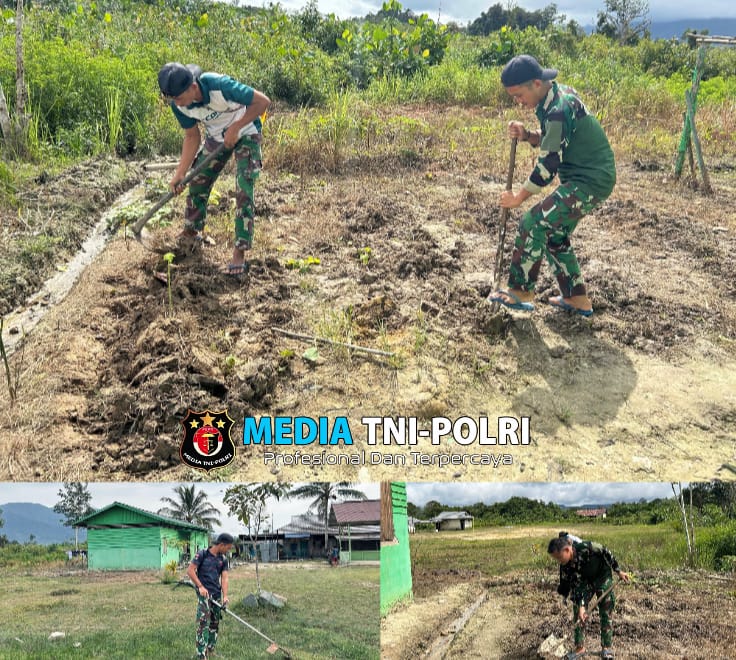Satgas Yonzipur 5/ABW Gelar Gerakan Peduli Lingkungan Sekolah Bersih, Indah, dan Nyaman