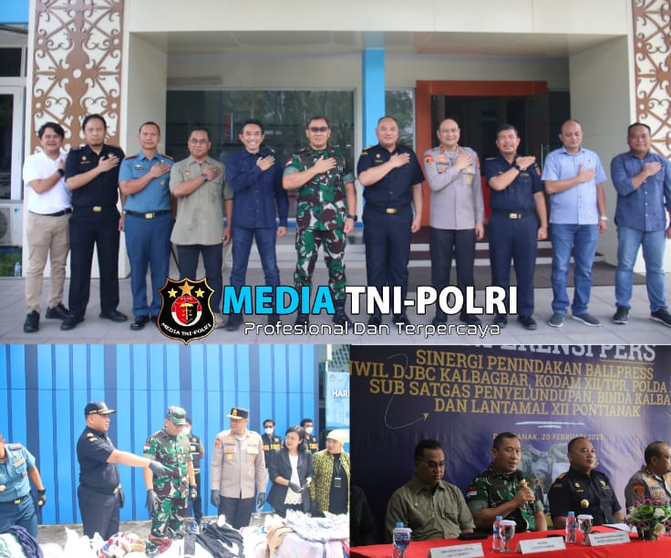 Pangdam XII/Tpr Hadiri Konferensi Pers DJBC Kalbagbar Terkait Penggagalan Penyelundupan Ballpres