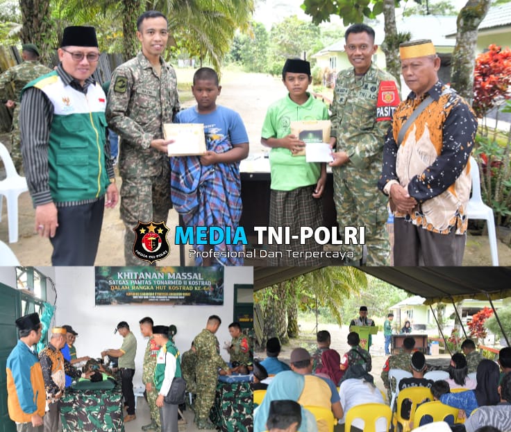 Peringati HUT Kostrad ke-64, Satgas Pamtas Yonarmed 11 Kostrad Gelar Khitanan Massal Gratis di Pos Gabma Simanggaris