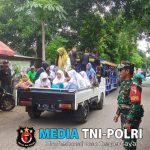 Pastikan Aman dan Lancar, Babinsa Desa Kepuh Monitoring Karnaval Haflah Ikhtibar MTs dan MA Sunan Ampel
