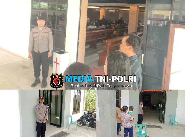 Polsek Ngabang Laksanakan Pengamanan Ibadah Misa Minggu di Beberapa Gereja