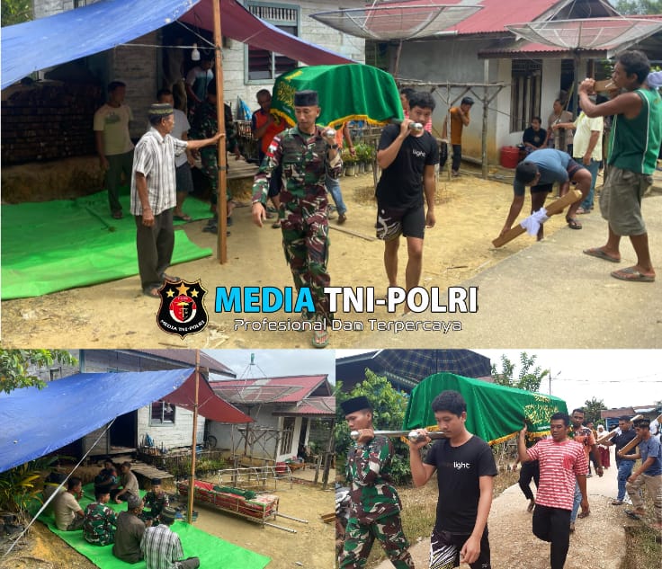 Gotong-Royong Takziyah, Kebersamaan Satgas Yonzipur 5/ABW dan Warga Bersatu dalam Kepedulian