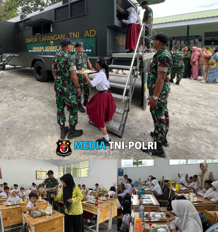 Kodam I/BB Adakan Makan Sehat Bergizi untuk Siswa SD Kartika I – 1 dan SD Kartika 1- 2 Medan Helvetia