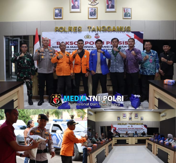 Bersama BEM Mahasiswa dan OKP Polres Tanggamus Salurkan Ratusan Paket Bahan Pokok, Bakti Sosial Jelang Ramadhan 1446 H