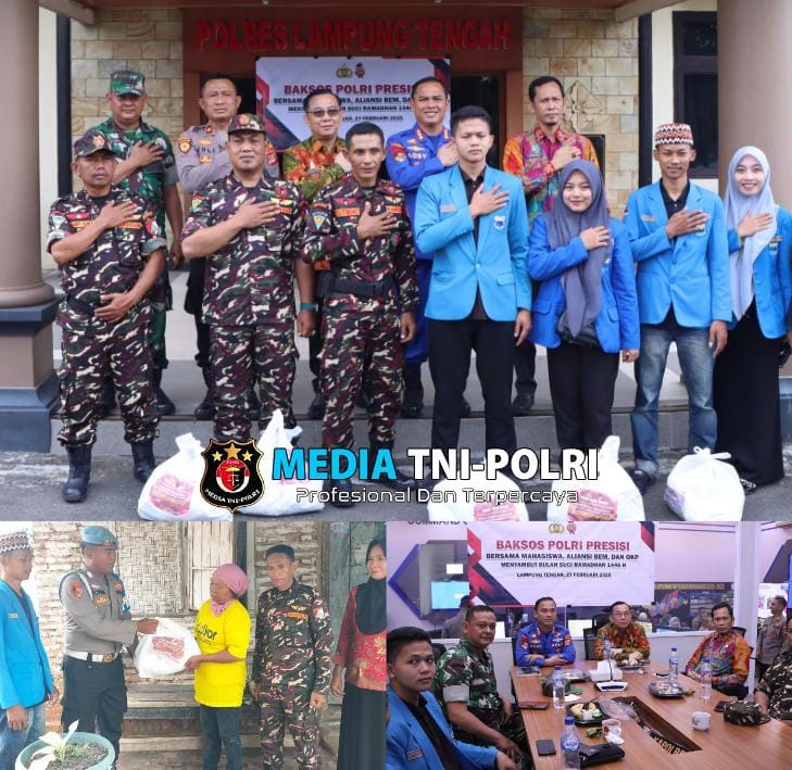Sambut Bulan Suci Ramadhan, Polres Lampung Tengah Distribusikan 250 Paket Sembako Bersama Mahasiswa, Aliansi BEM dan OKP