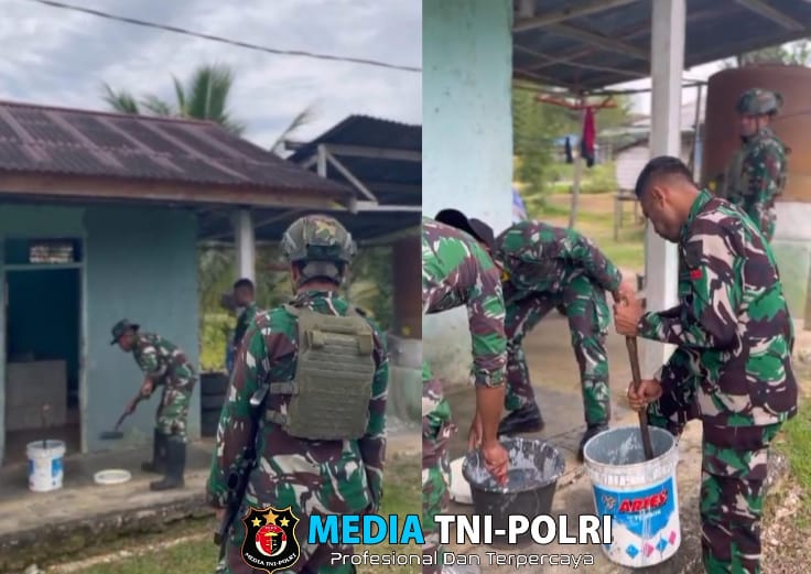 Satgas Yonif 762/VYS Melaksanakan Pengecatan MCK Umum di Kampung Yarrat