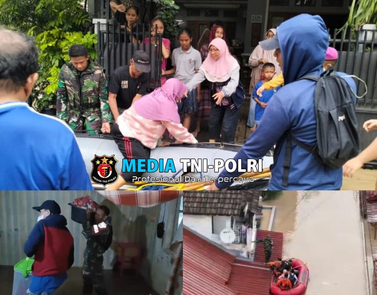 Personel Kodim 0507/Bekasi Tanpa Kenal Lelah Bantu Korban Banjir