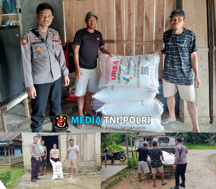Dukung Ketahanan Pangan, Kanit Binmas Polsek Mempawah Hulu Salurkan Bantuan Pupuk