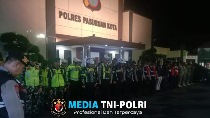 Ciptakan Kamtibmas Yang Kondusif, Kodim 0819/Pasuruan dan Polres Kota Laksanakan Patroli Skala Besar
